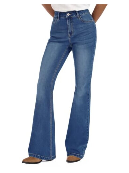 Denim - SEVEGO Tall Flare Jeans Curvy Stretch Denim Bootcut Pants